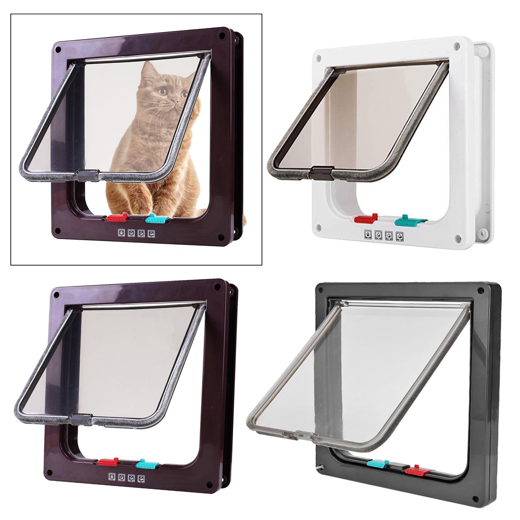 [cuticateddMY] 4Way Locking Pet Door Frame Lockable Dog and Gate Cat