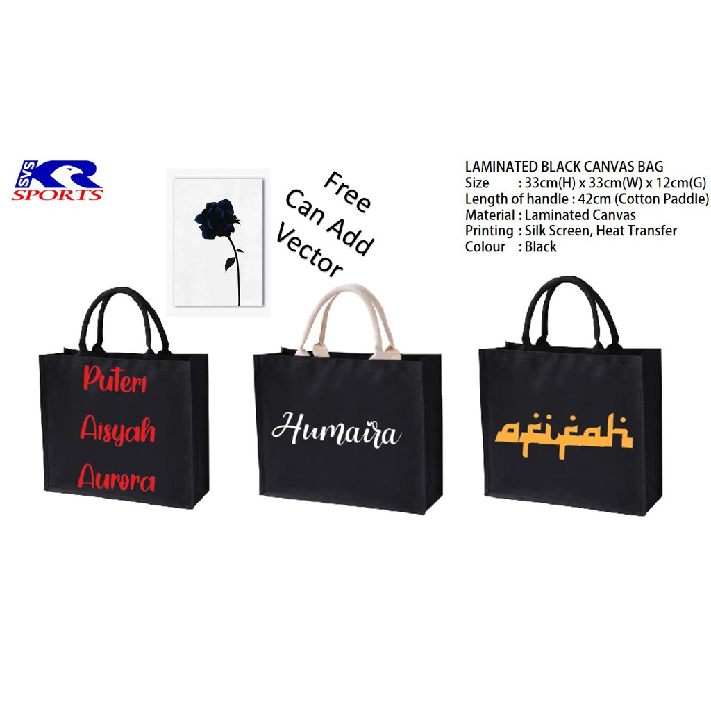 Liminated Canvas Bag Full Canvas Colour Black Free 