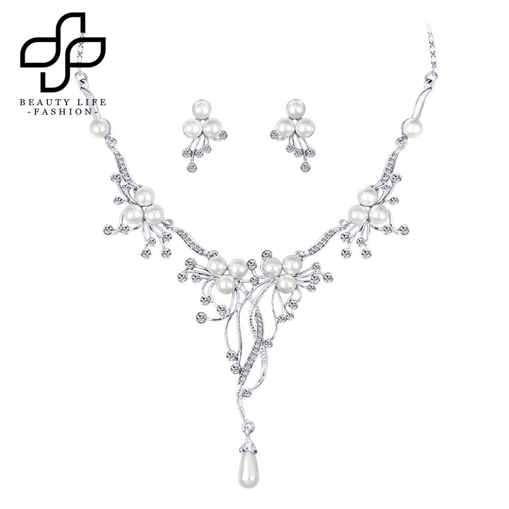 Water Drop Shape Pendant Rhinestone Necklace Chain Women Wedding Jewelry N7
