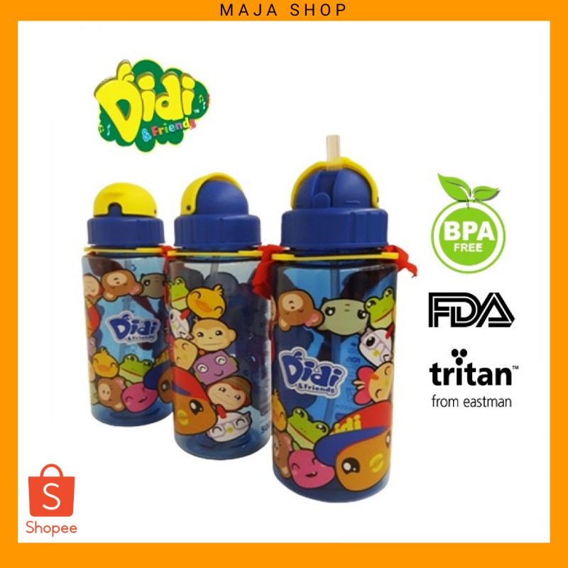 Botol Air Didi & Friends Tritan dengan straw/Didi & Friends Tritan Water Bottle with Straw