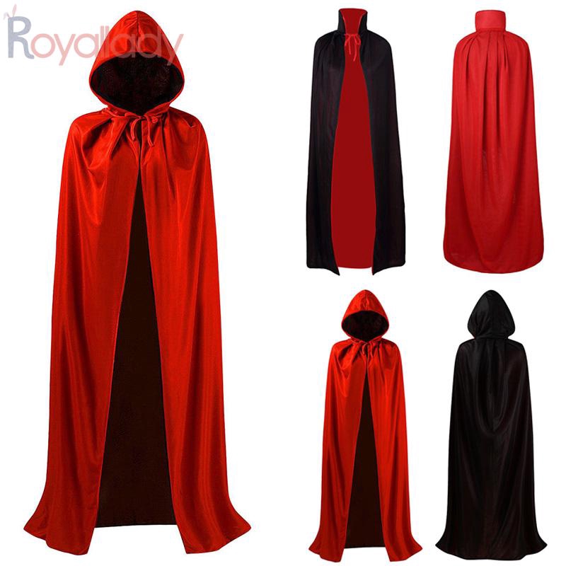 New Adult Unisex 69/" Hooded Cape Long Cloak Black Halloween Costume Dress Coat W