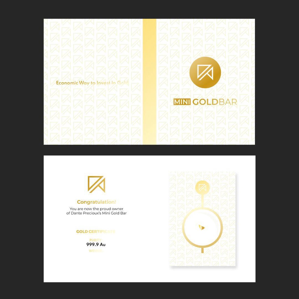 TERBARU ! MINI GOLDBAR EMAS 999.9 BAWAH 1 GRAM DANTE PRECIEUX RM100-RM300