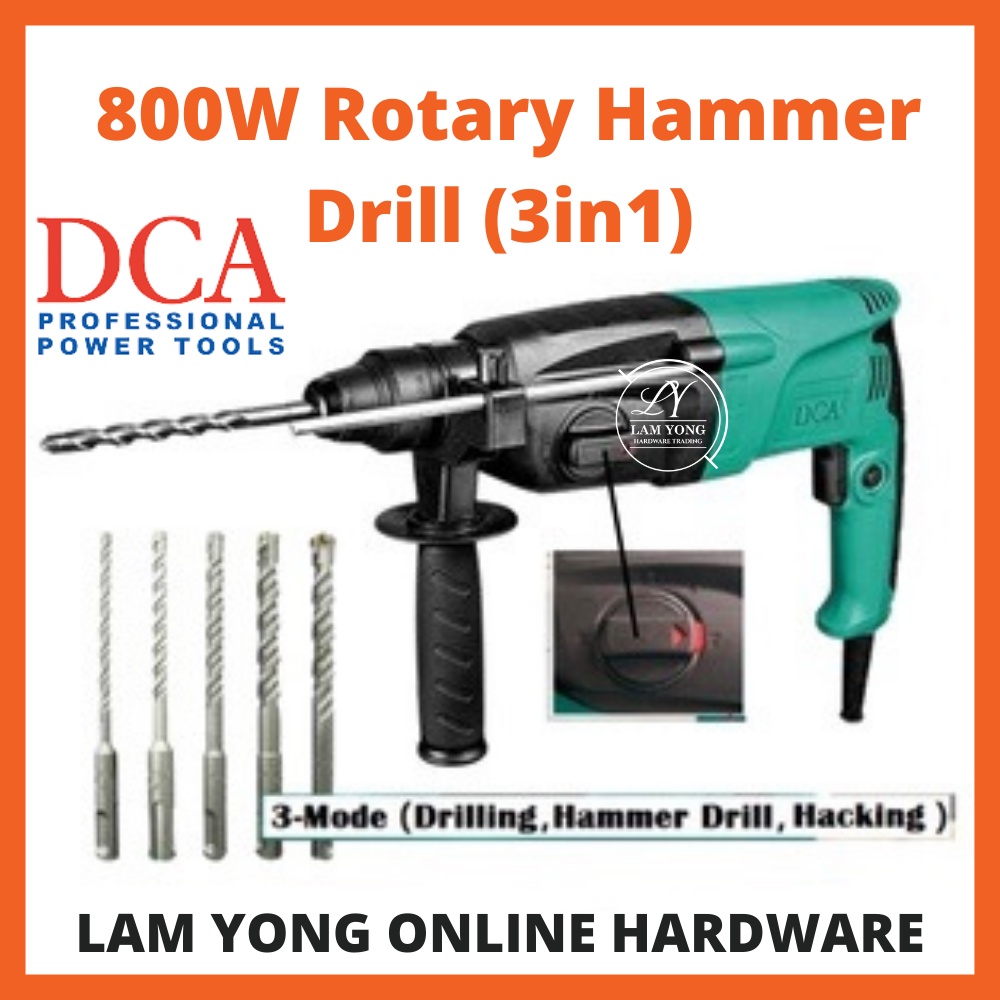 DCA 800W Rotary Hammer Drill (3in1) AZC 0526 / Penebuk dinding AZC
