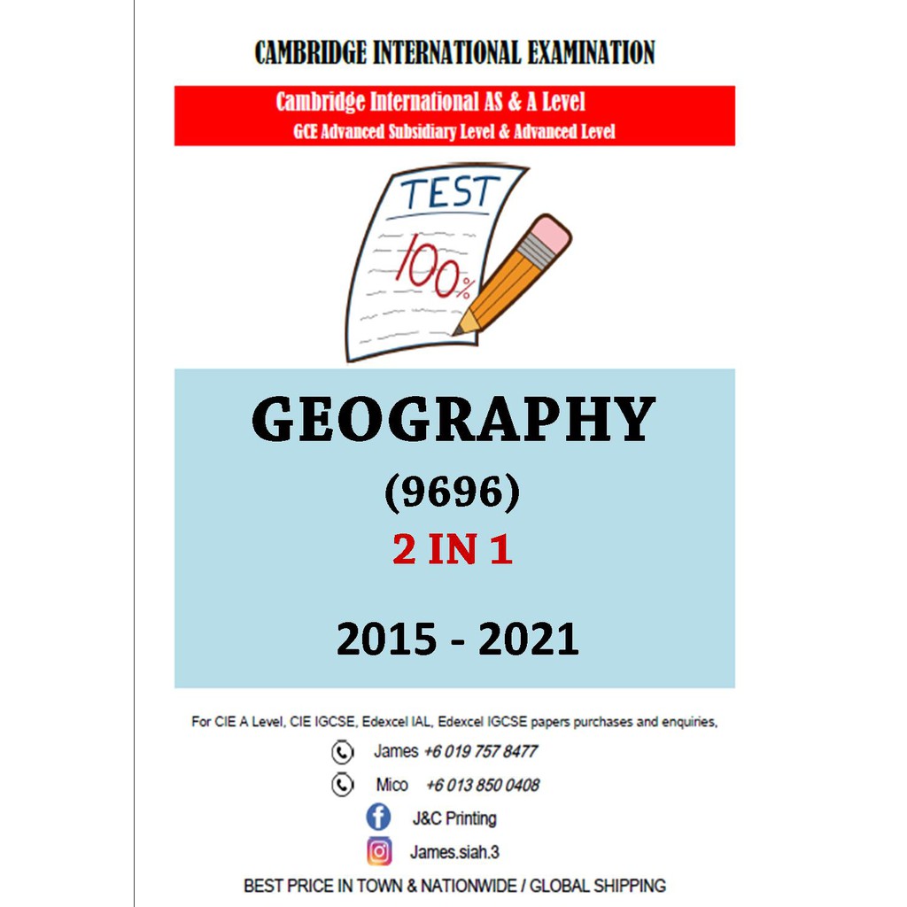 Cambridge A Level Past Year Papers Geography 9696 PAPER 1,2,3,4 (2IN1 ...