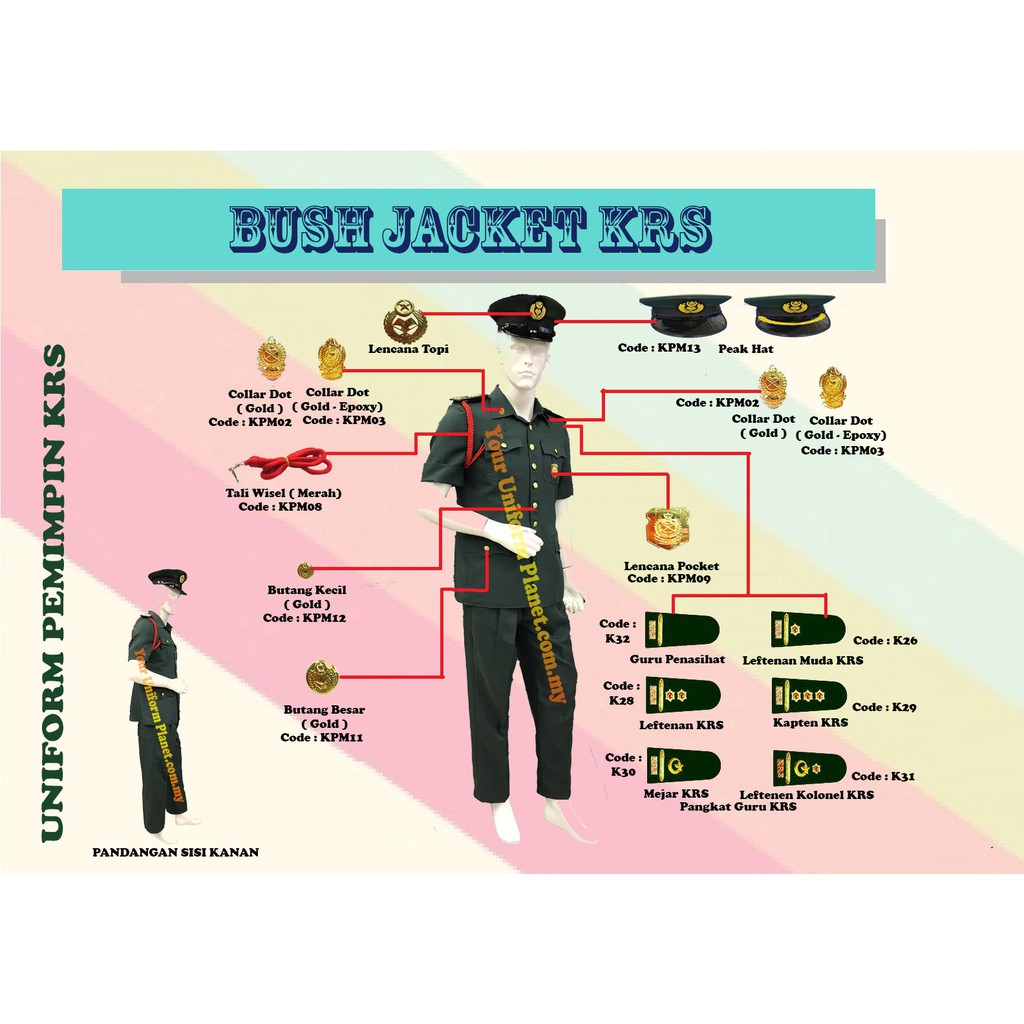 Aksesori Bush Jacket Kadet Remaja Sekolah Krs