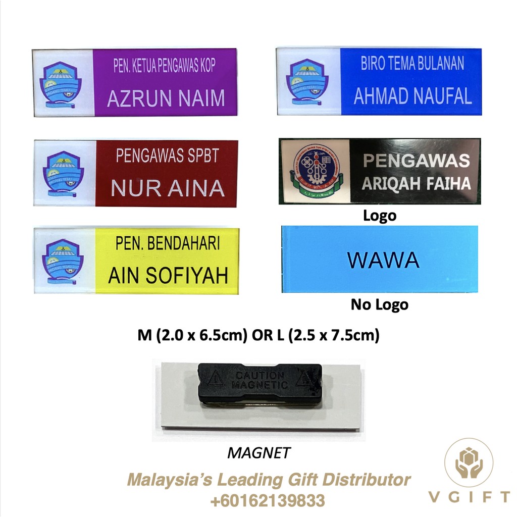 Min 2 PCS Acrylic Plastic Name Tag Magnet Tag Nama Min 2 PCS Acrylic Plastic Name Tag Magnet Tag Nama