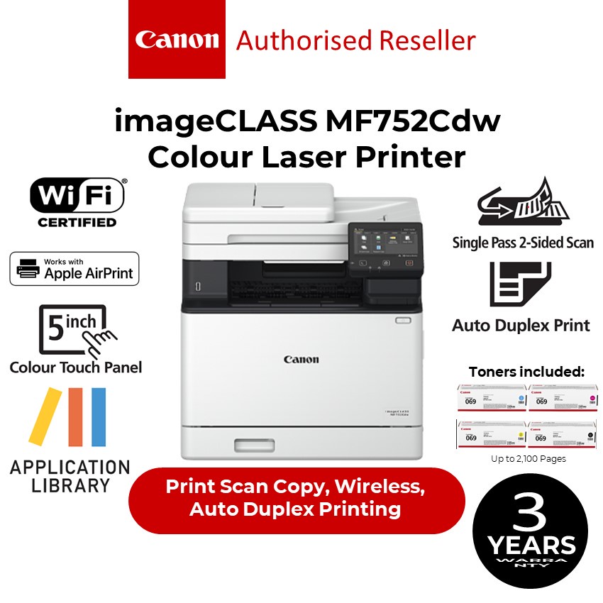 Canon imageCLASS MF752Cdw AllInOne Colour Laser Printer (Print, Scan, Copy, Auto Duplex