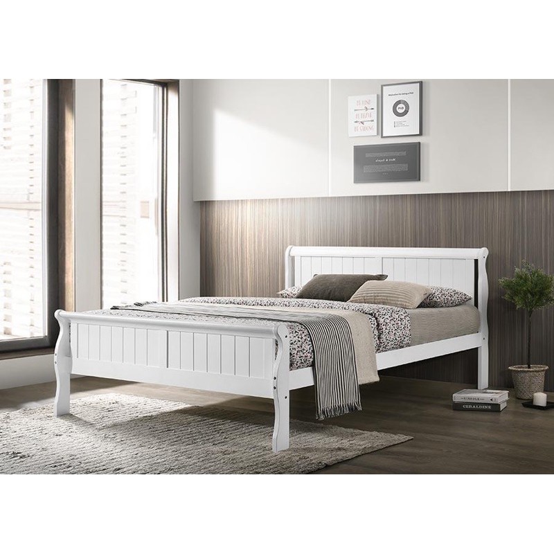 Solid Wood Queen Size Bed Frame, Sauder Storybook Platform Bed With Headboard Twin Soft White Finish