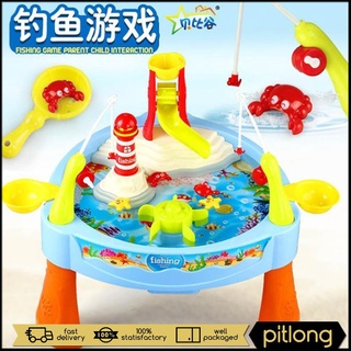 Water Toys for Kids Fun Electric Light Rotation Play Water & Fishing Table for Toddlers Boys & Girls Imaginative Magnetic Fishing Games Water Table Toys Gifts for 3 4 5 6 Years Old 
