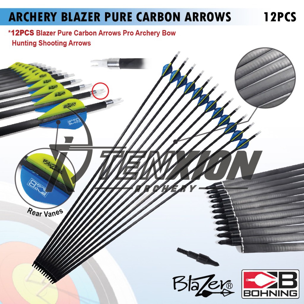 28/30/31" Fletched Carbon Arrows Hunting SP 500 for Recurve Compound