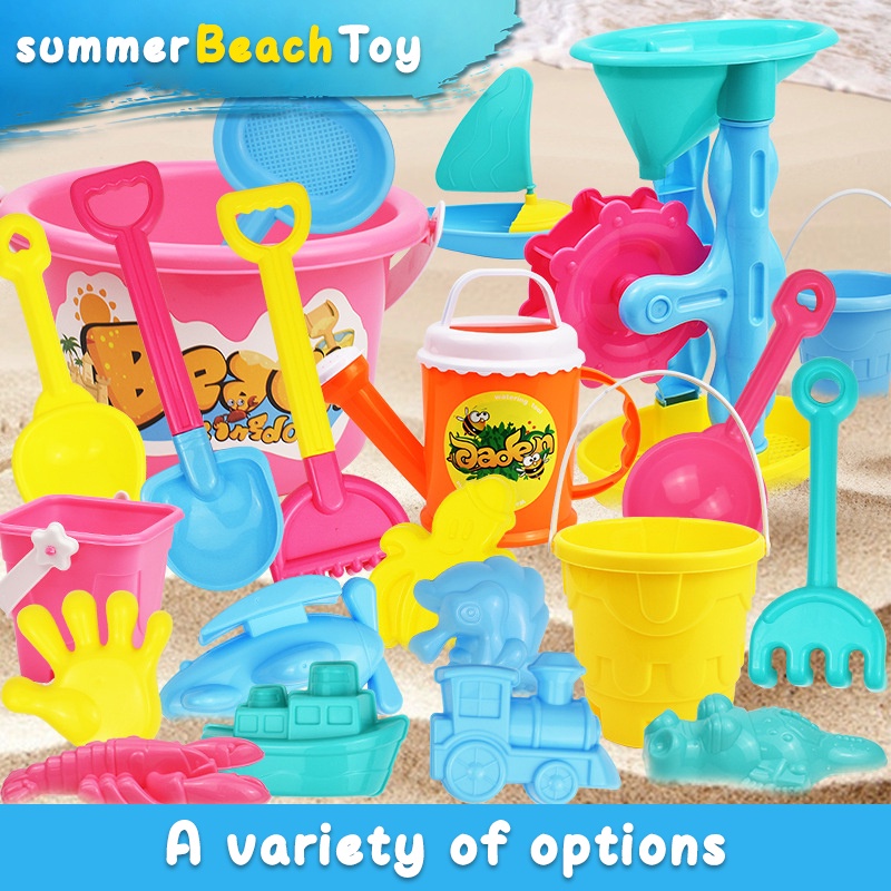 Summer Kids Beach Toys Set Outdoor Seaside Beach Toy Car Castle Barrel Hourglass Sand Play Toy Water Play Toy Set For Sand Beach Game