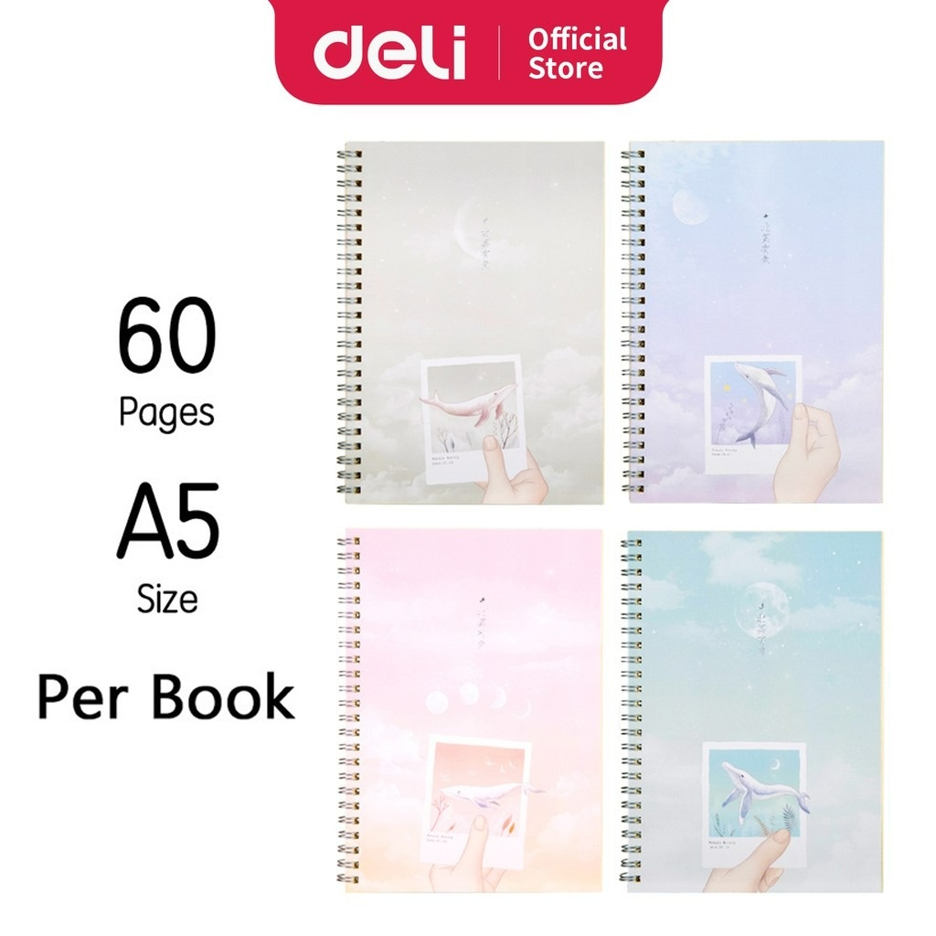 Deli Notebook LA560 Spiral/LooseLeaf Notebook Size A5 Fish Series