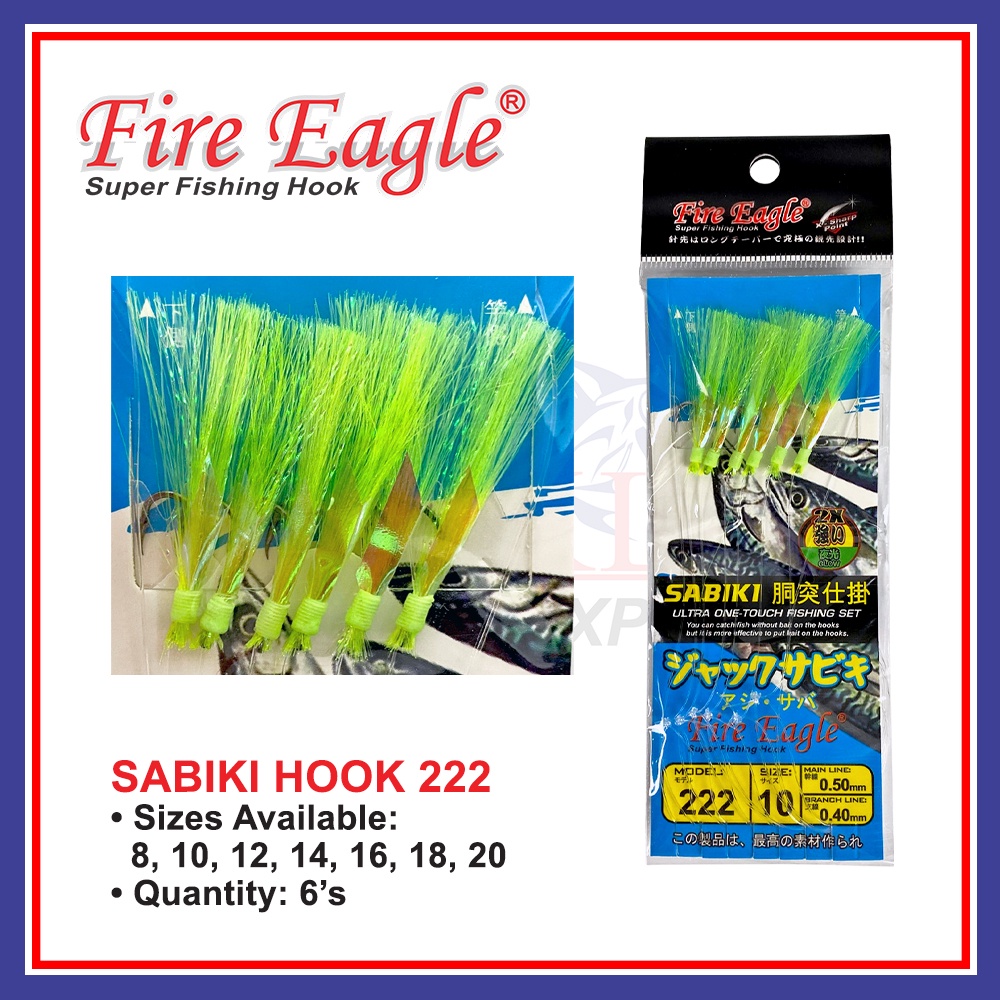 (6'S) Fire Eagle Sabiki Hook 222 Glow Fishing Hook Mata Kail Ikan Fishing Accessories