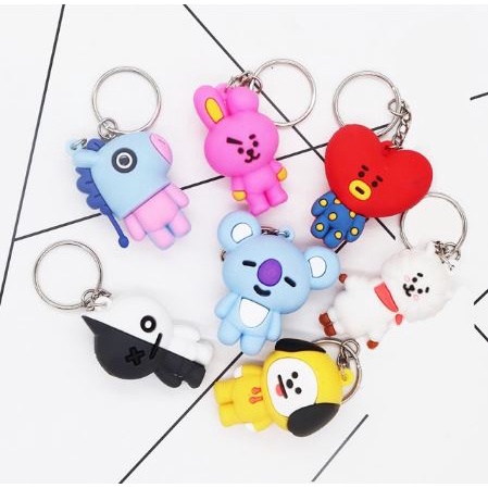 3D KPOP BTS BT21 Keychain Collection Keyring COOKY RJ CHIMMY TATA MANG ...