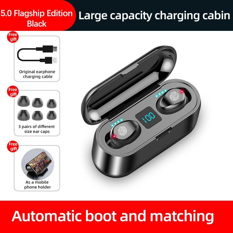 Webrand F9 Wireless Bluetooth Earphone IPX7 Waterproof Wireless Earbuds LED Display with Microphone 2000mAh Power