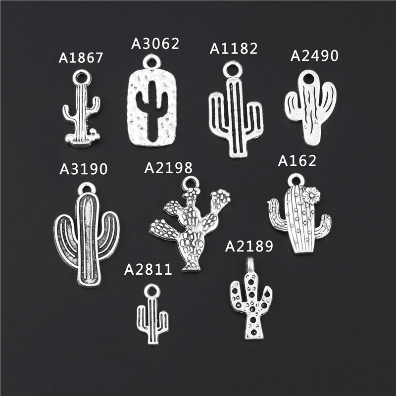 1pc Antique Silver Hollow Cactus Charms Desert Plant Pendant Finding nature Jewelry Handmade Accessories