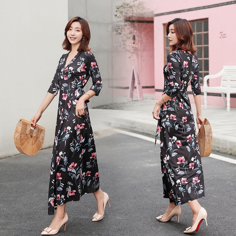 korean floral maxi dress