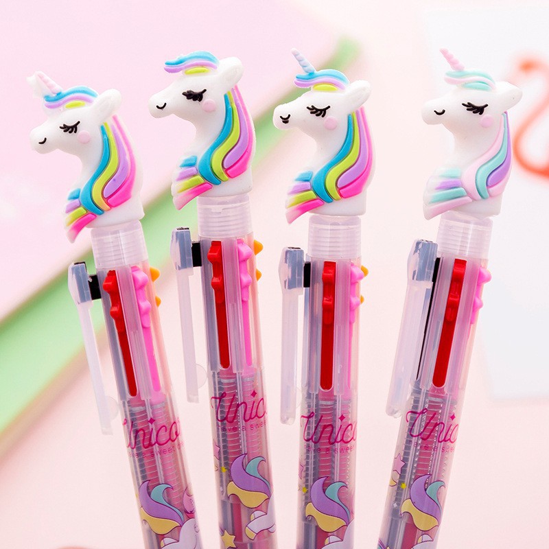 Cute creative small fresh 6 color unicorn ballpoint pen unicorn