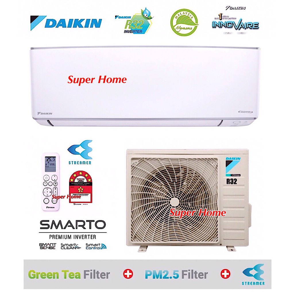 Daikin SMARTO FTKH35A & RKU35F 1.5hp Inverter Wall Mounted Air ...