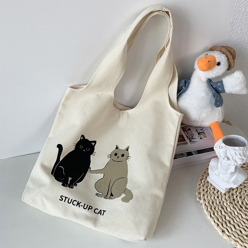 Ready Stock Student Tote Bag Korean Style Women Print Storage Canvas ...