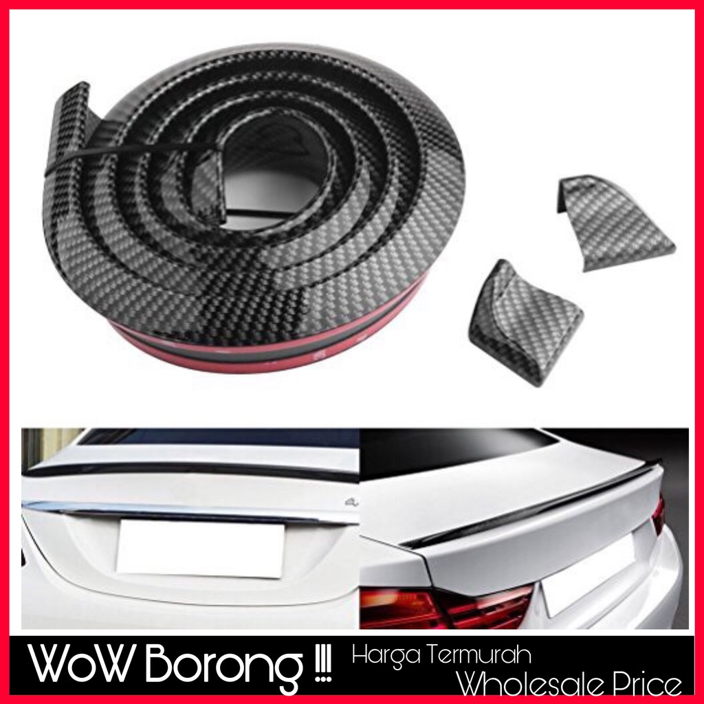 Samurai Rear Spoiler Carbon Print Car Rubber Strip (With 2 Edge Clip) Myvi, Axia, Alza