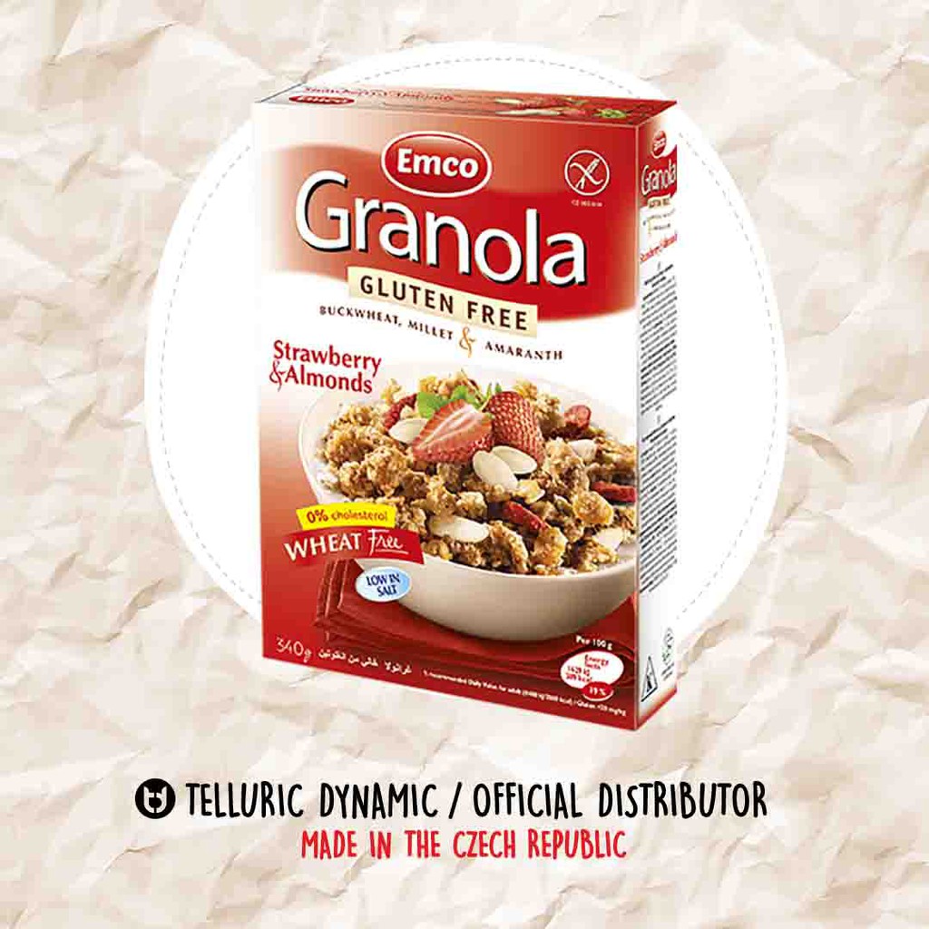 Emco Gluten Free Granola with Strawberries and Almond 340gm Shopee