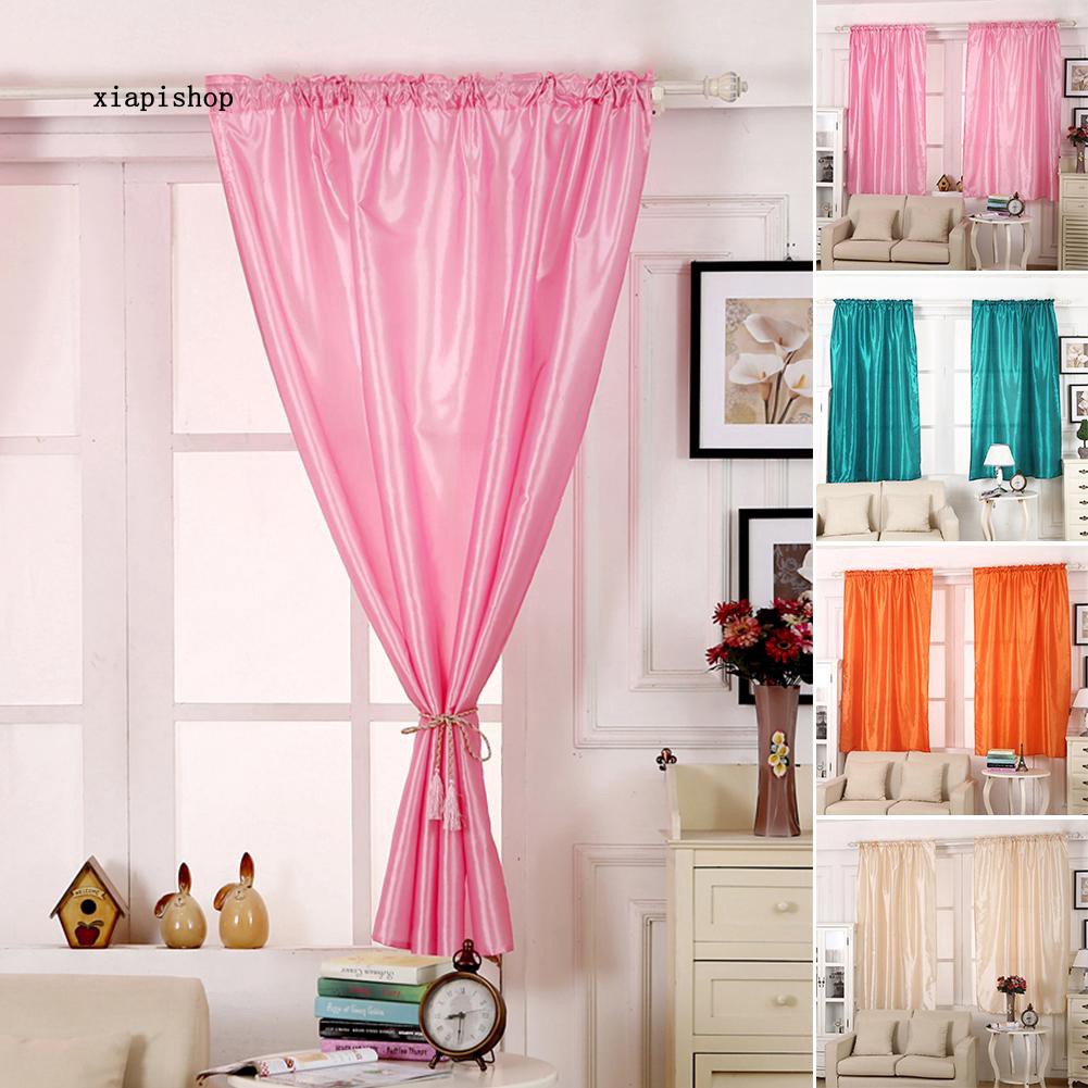 Solid Color Satin Window Curtain Divider Panel Drape Living Room Bedroom Decor