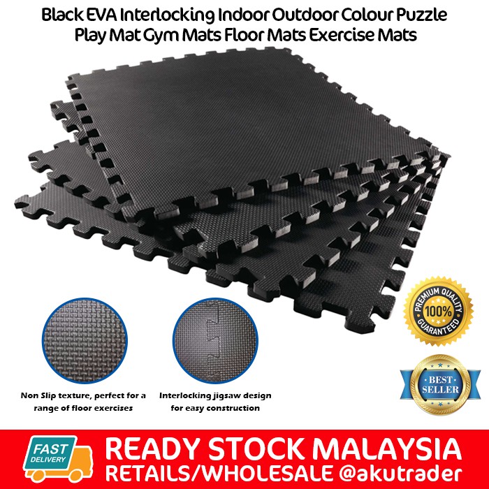 20 Pcs 62cm X 62cm Black Eva Interlock Indoor Outdoor Puzzle Floor