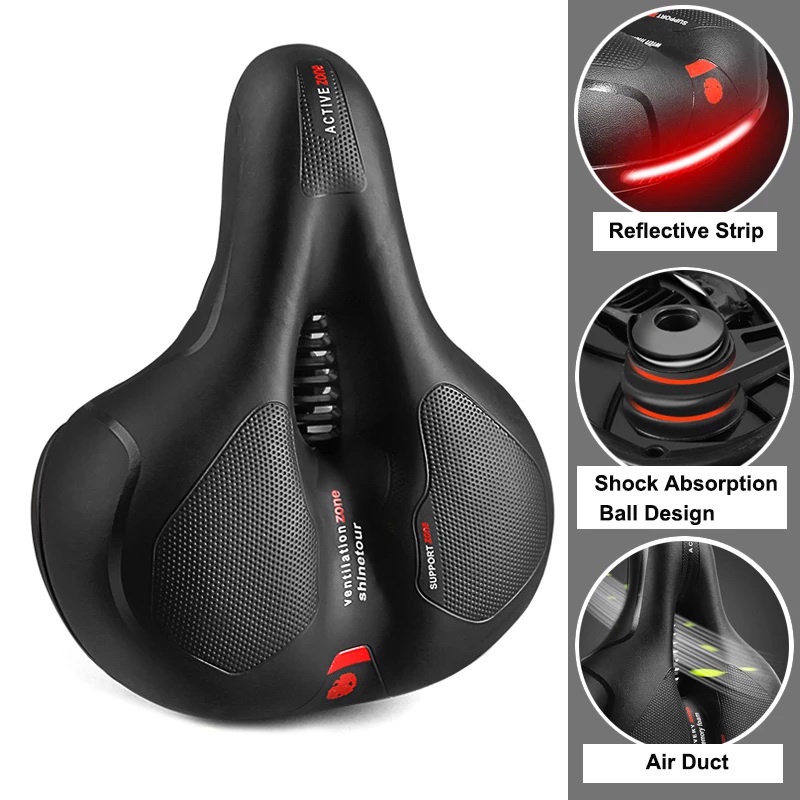 Comfort Bicycle Seat Folding Bike Saddle Accessories Soft Padded Cushion Dual Shock Absorbing
