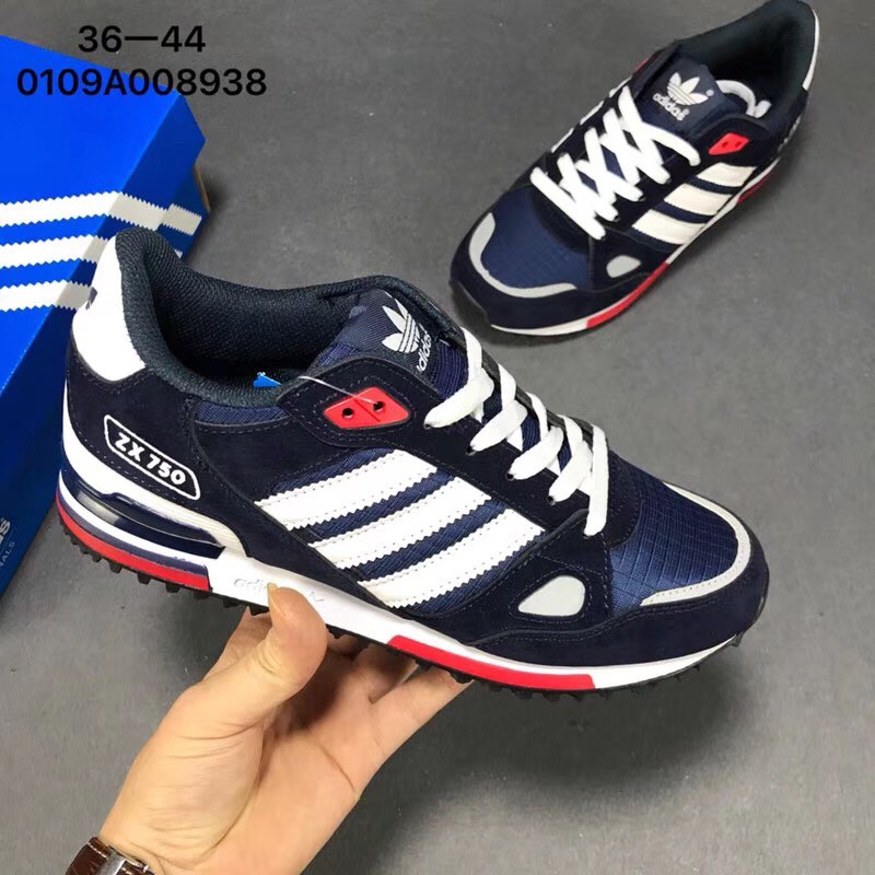 Men's ZX 750 Navy Blue/White clover zx750 2020 classic new 6 color spot casual sports retro shoes 36--44 ready stock shoe kasut Shopee Malaysia