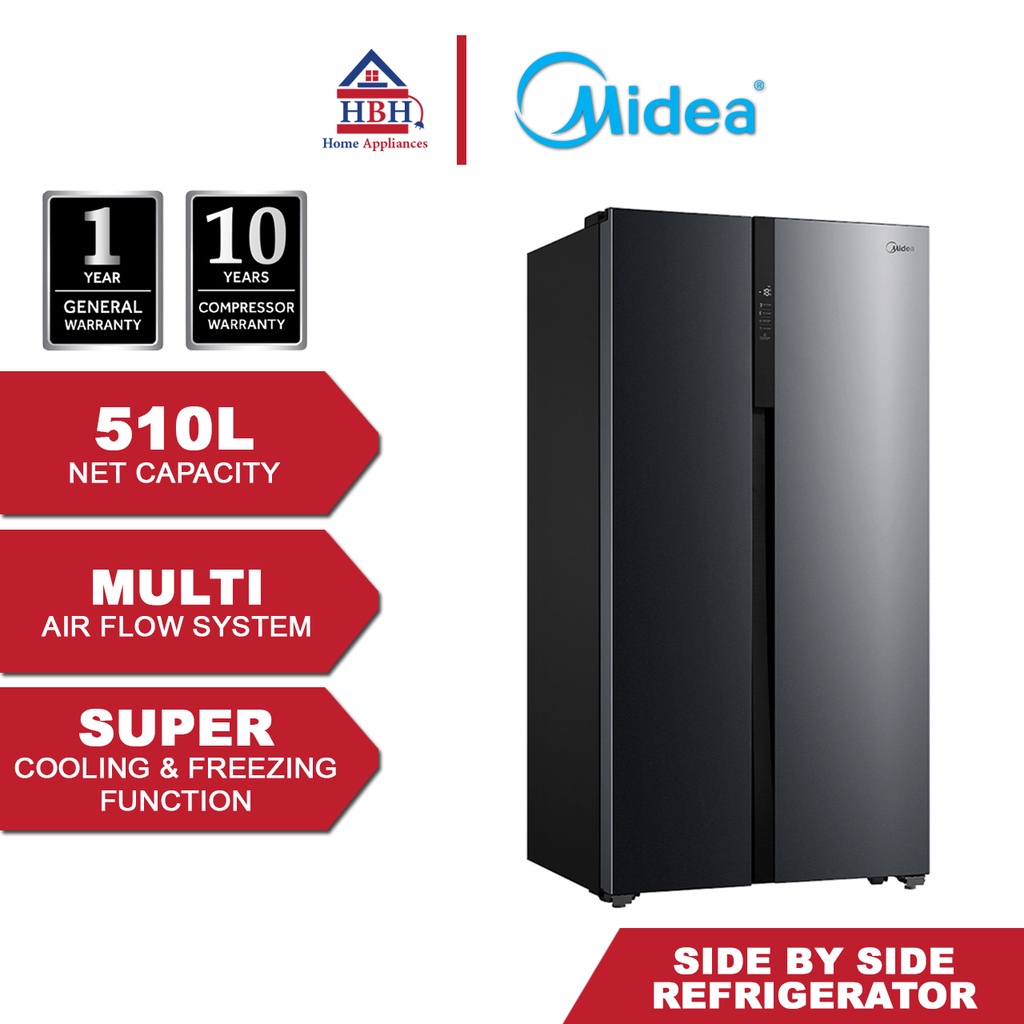 Midea Super Cool SideBySide Refrigerator Fridge w/ Multi Air Flow