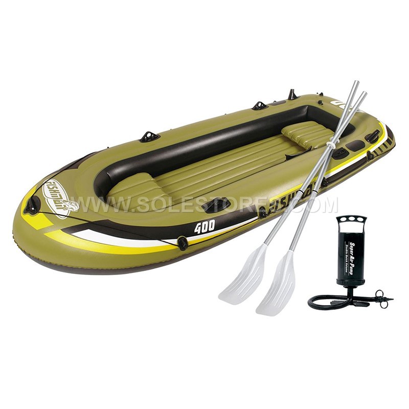 Inflatable 4 Person Fishing Boat Set Kayak With Aluminium Oars and Pump
