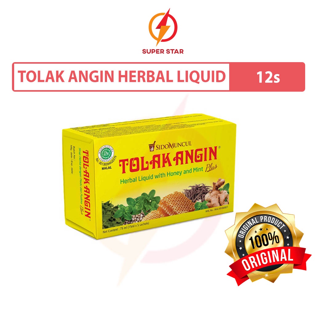 Tolak Angin Cair Ubat Herba Masuk Angin Madu Sido Muncul 15ml (12 Sachet)