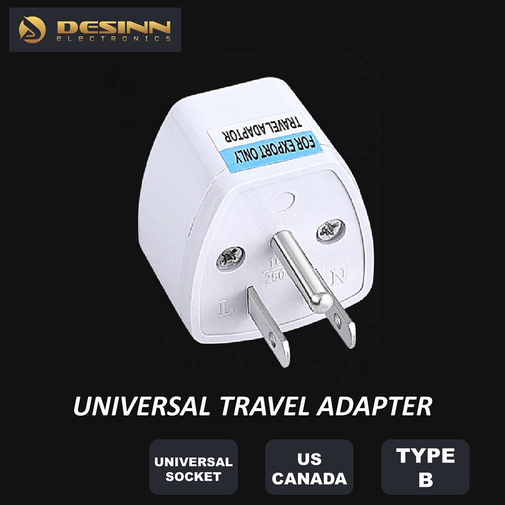 Universal Socket Travel Plug Type B Adapter Input Wall Socket US CANADA
