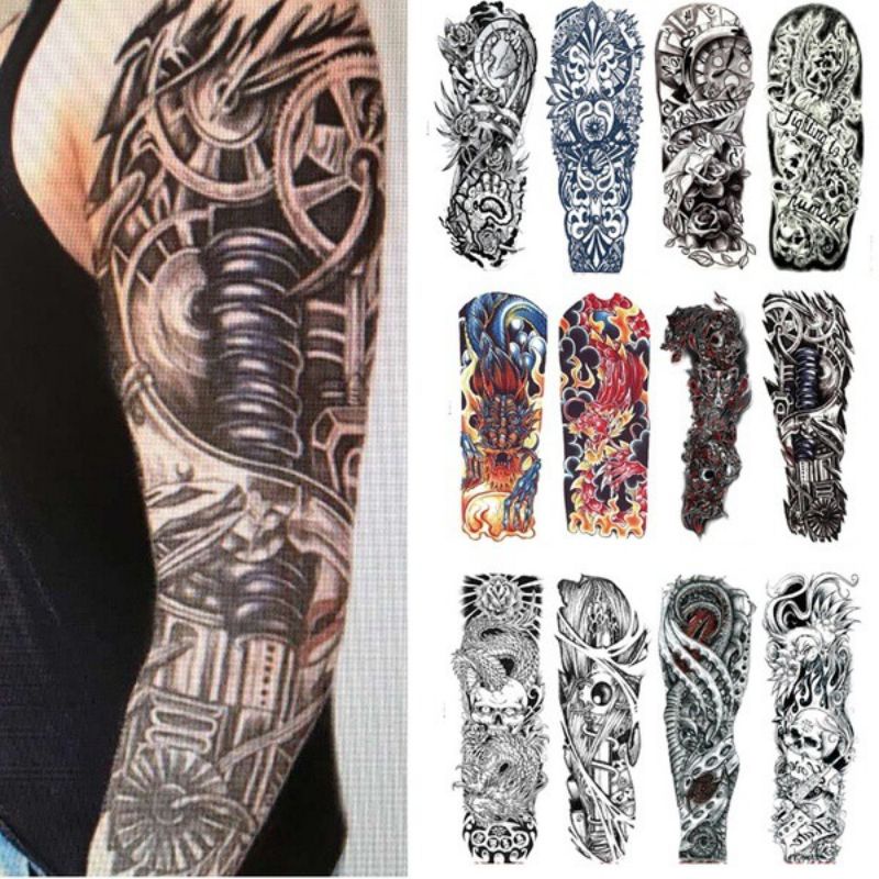 1PCS Large Arm Tattoo Lion Crown King Rose Waterproof Temporary Tatoo Sticker Wild Wolf Tiger Men Full Skull Tatto