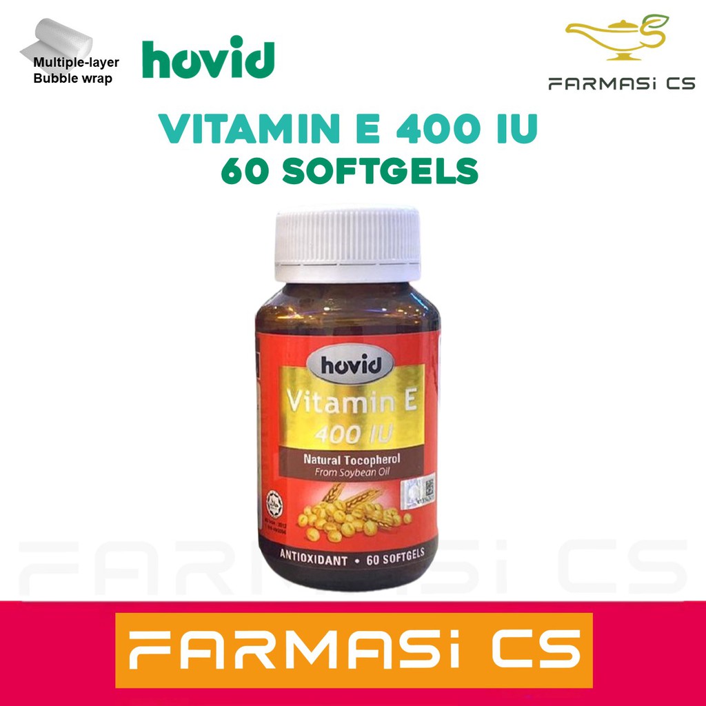Hovid Vitamin E 400IU 60 softgels EXP 08/2024 [ Natural Tocopherol