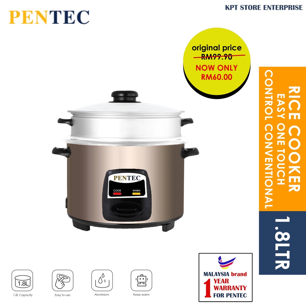 (READY STOCK) PENTEC RICE COOKER 1.8Litre / 1 Year Warranty for Pentac ...