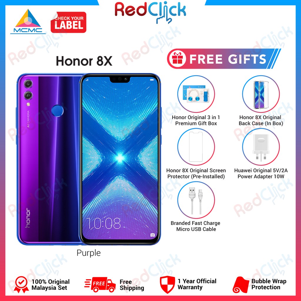 Honor 8x 4gb 128gb 5 Free Gift Worth Rm299 Shopee Malaysia