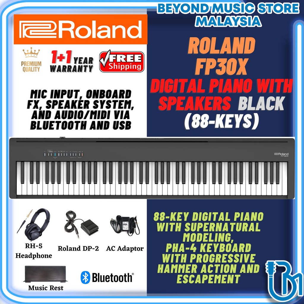 21 Roland Fp 30x Key Digital Piano Musician Package With Rh 5 Headphone And Dp 2 Pedal Black Fp30x Fp 30x Shopee Malaysia