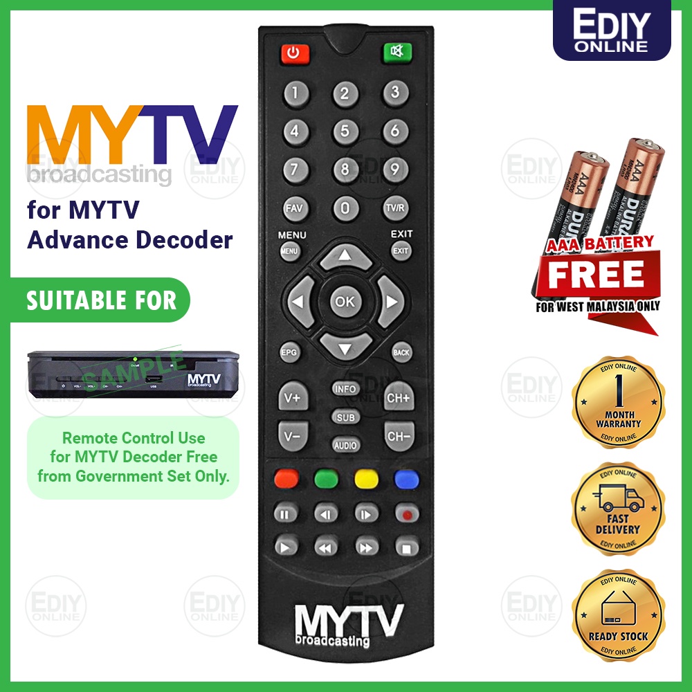MYTV Remote Control SMALL untuk guna Dekoder Digital Government Decoder receiver tunner kerajaan Holder 电视遥控器