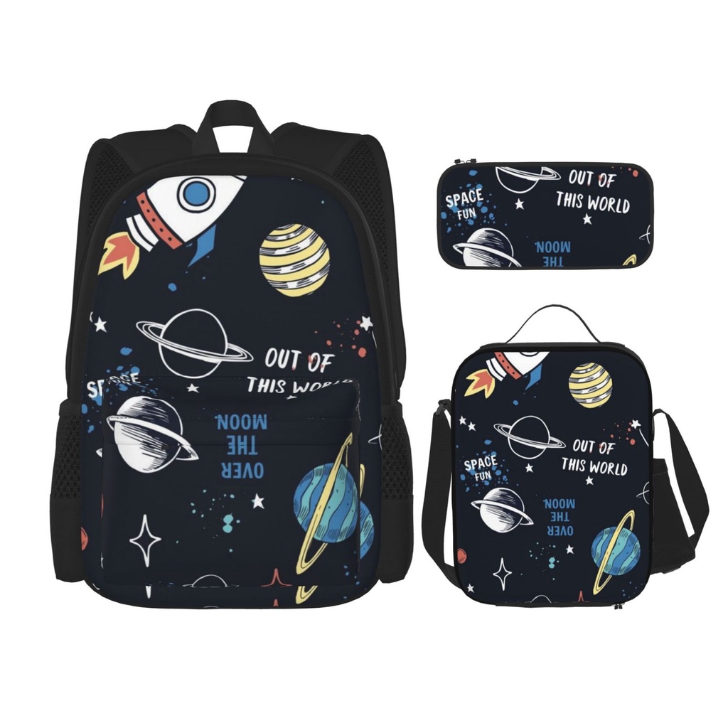 Space Solar System 3IN1 Backpack Kids School Student Schoolbag Casual School bag + pencil case + lunch bag combination