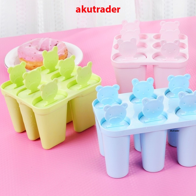 DIY 6 Grid Bear Popsicle Ice Maker Ice Cream Mold Lollipop Ice Cream Mold Homemade Ice Cream Maker Bekas Ice Cream