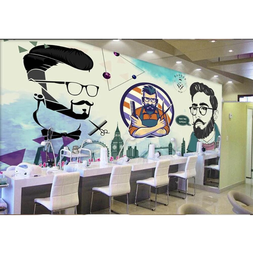 Papel de parede fashion beauty salon barber shop background wall 3d  wallpaper mural,living room bedroom wall papers home decor | Shopee Malaysia