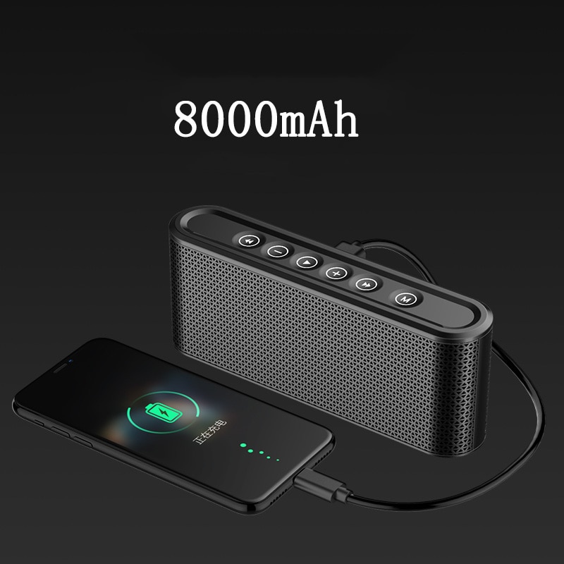 Bluetooth Speaker With 8000mAh Power Bank Bass Stereo Music Center Subwoofer Wireless 10W USB Radio MP3 Portable Car Speaker