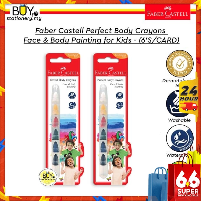 Faber Castell Perfect Body Crayons Face & Body Painting for Kids - (6’S/CARD)