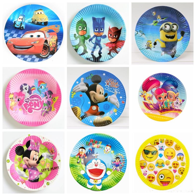 20pcs 7 inch dessert cartoon paper plates disposal party plates for  birthday or events | Shopee Malaysia
