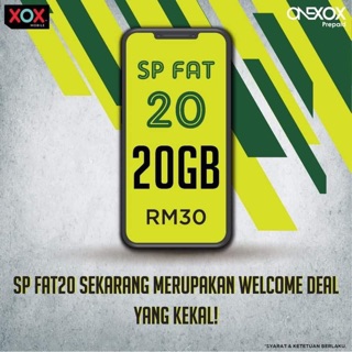 ONE XOX RM30 new sim card 20gb data with 28month validity 