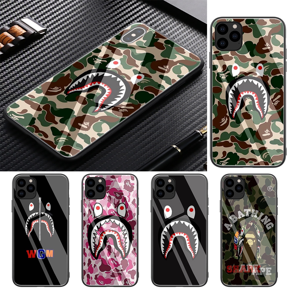 Hot Bape Shark Hoodie Iphone 11 Pro Xs Max Xr X 8 7 6 6s Plus Tpu Tempered Glass Case Shopee Malaysia