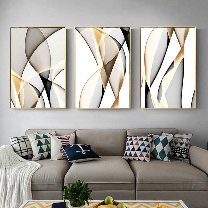 Abstract Canvas Line Wall Art Decor Picture For Living Room Nordic Home Poster Shopee Malaysia