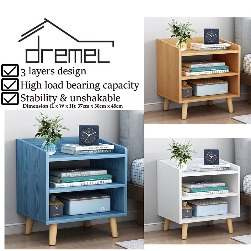 DREMEL Simple Modern Multi functional Bedside Table Solid Wood Mini Shelf Storage